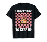 Cornhole Player Pouf Poire avec Inscription « I Know I Throw Like A Girl » T-Shirt