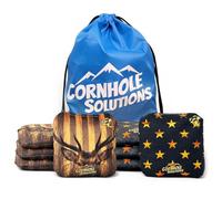Cornhole Solutions Professional Regulation Lot de 8 sacs de cornhole de style professionnel 15,2 x 15,2 cm - Sacs lisses avec remplissage en résine de haute qualité - Motif cerf, étoiles et rayures