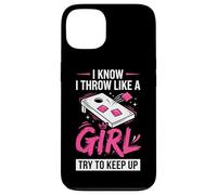 Cornhole Women Lady Funny I Throw Like A Girl Essayer De Suivre Coque pour iPhone 13