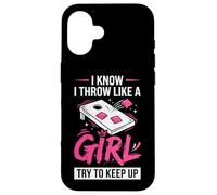 Cornhole Women Lady Funny I Throw Like A Girl Essayer De Suivre Coque pour iPhone 16