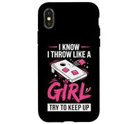 Cornhole Women Lady Funny I Throw Like A Girl Essayer De Suivre Coque pour iPhone X/XS