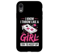 Cornhole Women Lady Funny I Throw Like A Girl Essayer De Suivre Coque pour iPhone XR