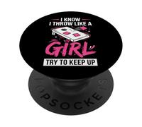 Cornhole Women Lady Funny I Throw Like A Girl Essayer De Suivre PopSockets PopGrip Adhésif