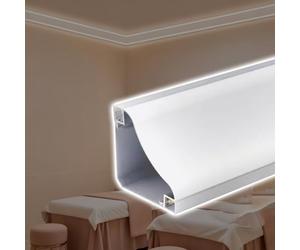 Corniche LED Plafond Couvercle de diffuseur de bande lumineuse LED extra long 1 4 8 12 16 20 24 28 30 M, moulure de couronne commerciale pour éclairage indirect/décoration murale(11m/36.1feet)