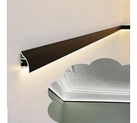 Corniche LED Plafond Moulure de Corniche Murale pour Éclairage, Plinthe Décorative à LED Sécable, Rail de Guidage pour Système D'éclairage Indirect(Black,16m/52.5ft)