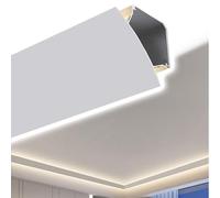 Corniche LED Plafond Profilé de canal en aluminium pour bande lumineuse LED, 1 3 5 7 9 10 m de long, couvercle de diffuseur de lumière linéaire d'angle(1.6 m/5.2 foot)