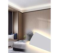 Corniche LED Plafond Profilé D'éclairage Indirect à LED Double Face, Couvercle de Bande Lumineuse à LED en Aluminium, Moulure de Couronne de Plafond, Fente Lumineuse Linéaire Décorative