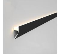 Corniche Plafond LED Profil de Moulure Couronne LED Haut/Bas, Canal Diffuseur en Aluminium pour Salon/Chambre/Couloir, Moulure Couronne à Montage en Surface(Black,2.5m/8.2ft)