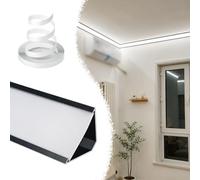 Corniche Plafond LED Profilé Linéaire en Aluminium pour Éclairage Indirect | Profilé Décoratif pour Éclairage LED (Type Corniche), Montage en Saillie, Conçu pour Un Éclairage Diffus(Black,14.5m(47.6ft))
