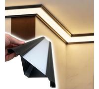 Corniche Plafond LED Profilé Linéaire en Aluminium pour Éclairage LED | Profilé Décoratif pour Corniche, Finition Noire, Montage en Saillie, Finition Noire, éclairage Indirect(5.5m(18ft))