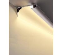 Corniche Plafond Moulure Couronne Murale Plafond Blanc avec Angles Pré-Coupés, Cimaise à Profil pour Goulotte LED et Placoplâtre, Baguette de Base Ligne Plinthe(7 m/22.9 ft)