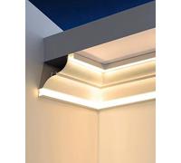 Corniche Plafond Profilé LED pour Moulure de Couronne à Double Lumière, Gouttière Diffusante pour Plafond en Plâtre de Couloir et Chambre, Goulotte d'Éclairage(6 m/19.6 ft)