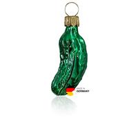 Cornichon de Noël de Thuringe en Verre, Petit, Vert Brillant | De la région du soufflage de Verre de Lauscha | Le cornichon pour Le Sapin de Noël comme décoration d'arbre | sur American Pickle, corni