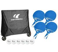 CORNILLEAU - Pack de 4X Raquettes d'extérieur + 1x Housse de Table Premium + 6X Balles de ping-Pong 2* - Set Accessoires Premium
