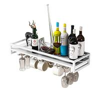 CORNLYYUMI Étagère à vin Blanche Murale pour Bouteilles de vin, Support pour Verres à Pied pour Bar de Cuisine sous Armoire, étagères/étagères de Rangement en métal (Taille : 80 x 20 x 8,5 cm)