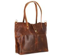 Corno d´Oro Sac de shopping fait main pour femme en cuir de qualité supérieure avec organiseur de sac intégré | Grand sac à bandoulière avec large bandoulière I Sac à bandoulière Juana Vintage Marron,