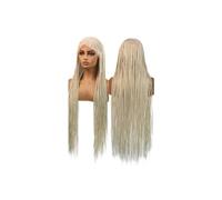 Cornrow Box - perruques tressées for femmes, tresses synthétiques de déesse avec raie latérale, perruque frontale à dentelle complète 36 pouces Aspect naturel(Blonde)