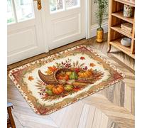 Cornucopia - Tapis traditionnel rustique avec citrouilles citrouilles pour l'Action de grâce, tapis antidérapant doux, résistant aux taches, pour buanderie, salle de bain, porte d'entrée, décoration