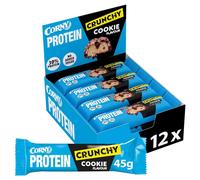 Corny Protein Crunchy - Barres prot?in?es au chocolat au lait go?t biscuit, 30% prot?ines, 0% de sucres ajout?s, Pack de 12x45g, Taste the Power