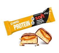 Corny Protein Soft- Barres protéinées au chocolat au lait, caramel et cacahuètes, 30% protéines, 0% de sucres ajoutés, Pack de 12x45g, Taste the Power