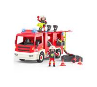 Coroiesty Camion Pompier Jouet à Partir de 4 Ans avec 2 Pompiers et Outils | Grands à Assembler Lumière et Sirène, Véhicule Secours pour Enfants Garçons Filles Module Light Sound, batterie non incluse