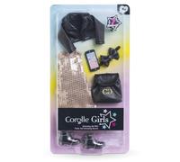 Corolle 9000610090 Accessory Set, Trendy Gold-Black Party Outfit with 7 Pieces,
