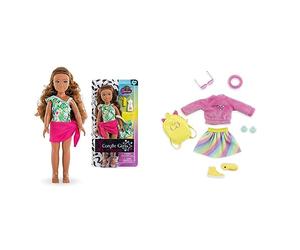 Corolle Girls - Coffret Melody à la Plage, poupée Mannequin + Dressing Fluo, 28 cm, dès 4 Ans