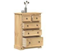 Corona Commode en pin massif 80 x 43 x 114 cm avec 5 tiroirs poignées en métal Espace de rangement pour chambre à coucher, salon, couloir