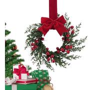 Corona Di Natale per Porta - 25cm Decorazione Artificiale Con Foglie E Bacche | Ghirlanda Natalizia Decorativa per Pareti, Finestre, CASA, Ufficio, Caffè, Festa, Inverno, Esterno E Interno