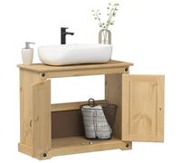 Corona Meuble de salle de bain, 73 x 33 x 60 cm, en pin massif, finition cire miel, avec poignées en métal, durable, meuble de salle de bain pour espace de rangement