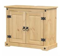 Corona Meuble sous-lavabo 73 x 33 x 60 cm en pin massif avec finition cire miel - Ensemble de meubles de salle de bain pour un design moderne et naturel - Durable et facile d'entretien