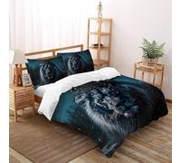 Coronaire Lion Souveraineté Ensemble De Lit Double（200x200cm） Impression 3D WildVie Let Terre pour Garçons Et Filles en Microfibre Respirant avec Fermeture Éclair Literie Doux