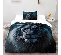 Coronaire Lion Souveraineté Housse De Couette Single（135x200cm） Imprimé 3D WildVie Let Terre pour Garçons Et Filles en Microfibre Respirant avec Fermeture Éclair Literie Doux