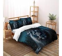 Coronaire Lion Souveraineté Housse De Couette Super King（260x220cm） Imprimé 3D WildVie Let Terre pour Enfants Et Adolescents en Microfibre Respirant avec Fermeture Éclair Literie Doux