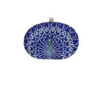 COROS Sac de Soirée en Forme de Paon Embrayage en Strass pour Femme Sacs à Main D'épaule de Mariée Diamond Pochette Portefeuille Élégant Sacs Fourre-Tout pour Ceremonie Fête Mariage Cocktail Bleu
