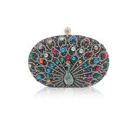 COROS Sac de Soirée en Forme de Paon Embrayage en Strass pour Femme Sacs à Main D'épaule de Mariée Diamond Pochette Portefeuille Élégant Sacs Fourre-Tout pour Ceremonie Fête Mariage Cocktail Noir