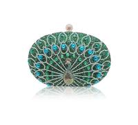 COROS Sac de Soirée en Forme de Paon Embrayage en Strass pour Femme Sacs à Main D'épaule de Mariée Diamond Pochette Portefeuille Élégant Sacs Fourre-Tout pour Ceremonie Fête Mariage Cocktail Vert