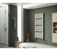 Corpotherma Luina Radiateur sèche-serviettes de bain, à eau, tubes dacier de précision courbés, profondeur : 85mm, blanc, LUI945480, Exécution: 480x945x85mm