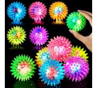 Corpower Cadeau Anniversaire Enfants Balle Lumineuse Enfants, 12 PCS Balle Anti-Stress Lumineuse Boule Hérisson Sensorielles, Jouet pour Animal Domestique ou Classe Sensorielle pour Bébé