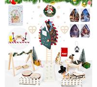 Corpower Kit de Noël Miniature Porte Lutin, Miniature Lutin Farceur de Noel Accessoires, Décoration de Micro Paysage NoëL avec Couronne de NoëL, Balai, pour Les Cadeaux d'enfants DIY