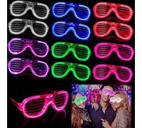 Corpower Lunettes LED, 12 Pièces Lunette Lumineuse, Neon Lumière Montures de Lunettes LED, Lunettes Néon avec 3 Modes Flash pour Disco Festival Fête, Anniversairet, Noël, Rave, EDM, Cosplay