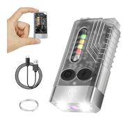 Corpower Mini Lampe de Poche, 14 Modes Mini Lampe Led Rechargeable Lampe Porte Clé, 1000LM IPX4 Étanche Lampe de Travail avec Lampe UV, 80dB Alarme Buzzer, pour Camping Randonnée Urgence