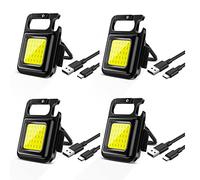Corpower Mini Lampe Led 4 Pièces Mini Lampe de Poche Portable LED Rechargeable 500 Lumens Magnétique Lampe Porte Clé, Mini Lampe de Travail Portable avec Support Pliant pour Camping Repair Emergency