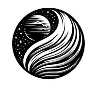 corps céleste yin et yang lune ciel nocturne vagues fluides ciel étoilé Stickers gravés 42x42.6cm Fourni avec un kit de film de transfert Noir