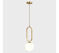 Corps de lampe créatif en cuivre, abat-jour suspendu en verre, lustre à une tête avec douille E14, suspension de style minimaliste français, luminaire décoratif pour chambre d'hôtel ou couloir. Un dé