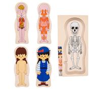 Corps de puzzle en bois - corps éducatif pour l'anatomie du corps humain, apprentissage interactif à | Puzzle en bois avec parties du corps pour avec illustrations de modèle squelettique pour