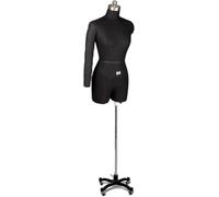 Corps de Torse de Mannequin de Couture féminin Pinnable avec Bras et Support Souples, Forme de Robe de Mannequin réglable for Femme(Black,Medium)