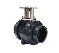 Corps de vanne 2 voies DN50 UPVC avec raccord union à coller for actionneur électrique, PVC 2"(NPT Thread)