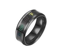Corps en acier Couleur Acier Affichage de la température Anneau Température Bague en titane Changement de température Anneaux Jeu de cartes Secrets Forêt sombre, 10, Acier titane, Aucune pierre