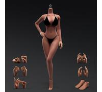 Corps féminin à échelle 1/6, 30,5 cm, super flexible, sans couture, avec pieds amovibles, main miniature, collection de figurines d'action (marron foncé)